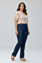 Plus Size Women's Elastic Waist Stretch Fabric Pipe Leg Jeans 03 Navy Blue - 4