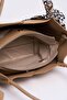 Women's Scarf Detailed Long Strap Handbag Mink - 7