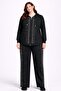 Women's Plus Size Black, Stone Detailed Hooded , Pocketed Tracksuit Set 65N39317 - 7