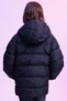 Girl's Black Water and Windproof K Hooded Puffer Jacket with Fleece Inside - 8