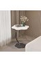 C-Shaped Sofa Table, Modern End Table with Marble Finish, Living Room Use - 3