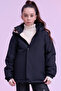 Girl's Black Waterproof Windproof Fur Lined Coat Parka