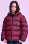 Girl's Burgundy Water and Windproof K Hooded Puffer Jacket with Fleece Inside - 2