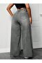 High Waist Wide Leg Ripped Detail Plus Size Gr Pants - 2
