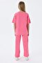 Girl's Crew Neck Embroidered Summer Regular Fit Pink Pajama Set Us2509-C-V1 - 4