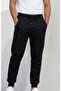 Black Men's Sweatpants 3 Thread Non-Fleece Drawstring Elastic Waist Leg Elastic Comfortable Fit Single Bottom