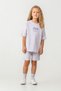 Girl's Crew Neck Embroidered Summer Regular Fit Pink Bermuda Set Us2530-C-V1