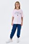 Girl's Crew Neck Embroidered Summer Regular Fit Pink Pajama Set Us2502-C-V1 - 2
