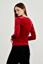 Women's Gathered Velvet Blouse - 4