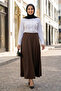 Women's Scuba Fabric Brown Flared Skirt - 5