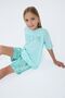 Girl's Crew Neck Embroidered Summer Regular Fit Green Shorts Set Us2507-C-V2