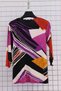 Women's Plus Size Stretch Fabric Crew Neck Mixed Patterned Three-Quarter Sleeve Mother T-Shirt Jersey Blouse - 3