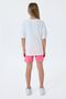 Girl's Crew Neck Embroidered Summer Regular Fit White Shorts Set Us2521-C-V1 - 4