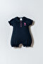 Baby Girl Polo Collar Embroidered Summer Regular Fit Navy Blue Jumpsuit Usb3026-C-V3