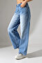 High Waist Wide Leg Light Blue Jean Pants - 2