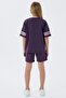 Girl's Crew Neck Embroidered Summer Regular Fit Purple Shorts Set Us2501-C-V2 - 4