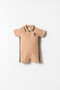Baby Boy Polo Collar Embroidered Summer Regular Fit Brown Overalls Usb2906-C-V3