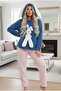 Indigo Pink Hooded Embroidered Wellsoft Winter Knitted Pajama Set - 2