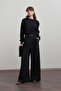Black Pleated Polyviscon Pants