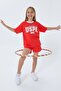 Girl's Crew Neck Embroidered Summer Regular Fit Orange Shorts Set Us2524-C-V1 - 2