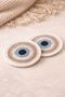 Hand Knitted Evil Eye Patterned Coasters – Set of 2, Decorative Cup Coasters