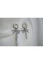 Kp175 Ring Earrings with Beam Detail Silver (Length 40 mm)