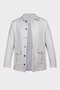 White relaxed fit button-down patterned shirt jacket with two pockets - 4