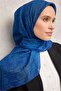 وشاح ناعم من القطن والبوليستر باللون الأزرق الداكن بنمط هندسي مضاد للانزلاق مقاس 90x90 - 4