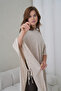 Hooded Wide Fit Poncho Jacket with Side Ties and Asymmetrical Cut, Suitable for Women's Hijab - 3