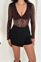 Lace V-Neck Long Sleeve Snap-Button Women's Bodysuit - 4