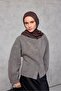 Cotton Polyester Soft Scarf Geometric Pattern Cinnamon Brown 90X90 - 2