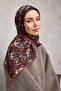 وشاح من القطن والبوليستر باللون الأسود والأحمر والبيج بنمط نباتي ناعم الملمس 90x90