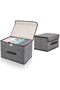 Foldable Storage Boxes Set, Grey Fabric, Stackable Organizers - 4