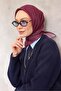 وشاح ناعم من القطن والبوليستر بنمط هندسي أرجواني مع مشبك غير قابل للانزلاق مقاس 90x90 - 4