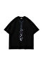 Tie Printed Oversized Unisex Black Tshirt