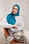 Cotton Polyester Soft Scarf Lily Pattern Cyan 90X90 - 3