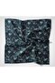 Cotton Polyester Scarf Navy Blue-Cyan White Midnight Blue Botanical Pattern Soft Textured 9 - 5