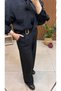 Women's Black Gold Buckle Palazzo Pants - 3