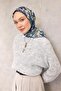 Cotton Polyester Scarf Blue Large Daisy Pattern Soft Textured Non-Slip 90X90 - 2