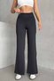 Vynor Women's Black High-Waisted Wide-Leg Scuba Fabric Wide-Leg Athleisure Pants with Elastic Sides - 5