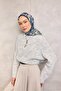 Cotton Polyester Scarf Blue Large Daisy Pattern Soft Textured Non-Slip 90X90 - 3