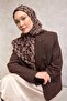 وشاح ناعم من القطن والبوليستر بنمط زهور بني داكن غير قابل للانزلاق مقاس 90x90