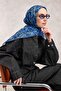 وشاح ناعم من القطن والبوليستر باللون الأزرق الداكن بنمط زهرة الزنبق ومضاد للانزلاق مقاس 90x90