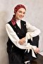 Cotton Polyester Soft Scarf Large Daisy Pattern Flag Red 90X90 - 2