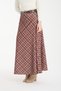 Women's Brown Plaid Patterned Belted Flared Skirt - 2