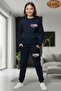 Girl's 3 Thread Ş Fleece-Lined California B Printed Zippered Tracksuit Set
