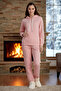 Women's Hooded Long Sleeve Thick Fabric Pajamas Set 240430 Pink03
