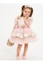 Girl's Evening Dress Ball Gown & Special Occasion Balloon Sleeve Floral Detail with Bag and Crown Gift - 3