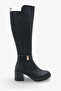 Tihana Women's Back Elastic Heeled Boots - Black