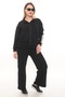 Modal Fabric Large Size Tracksuit Set with Striped Detail Zippers on the Sides and Pants - 3